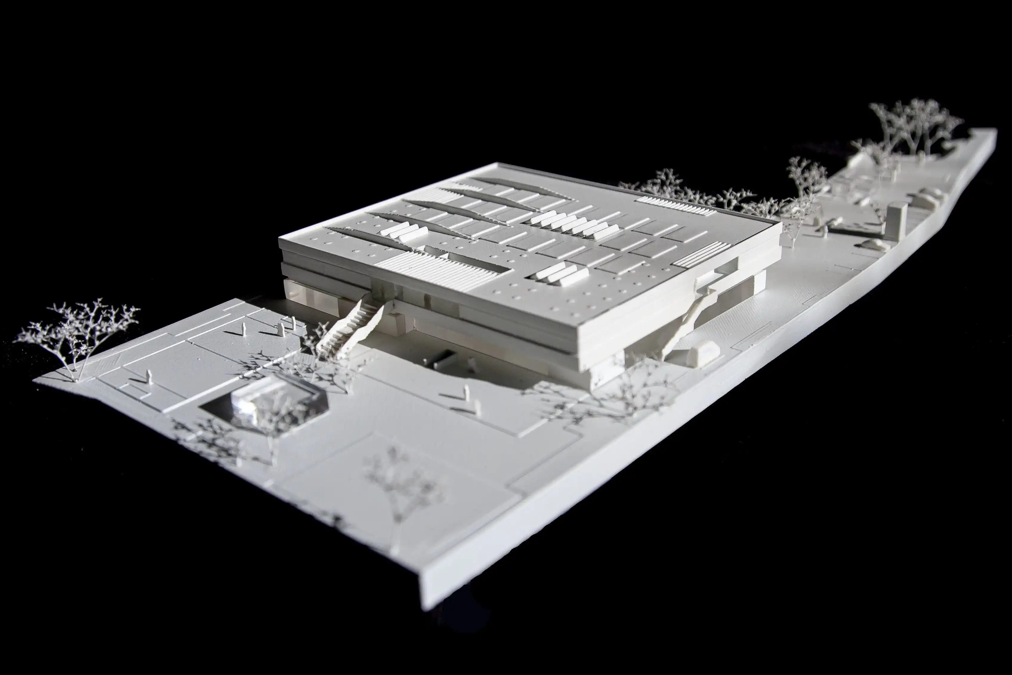 Architektonický model vytlačený 3D tlačou. Stredná škola v&nbsp;Allande (AT). Stredná škola v&nbsp;Allande (AT)
