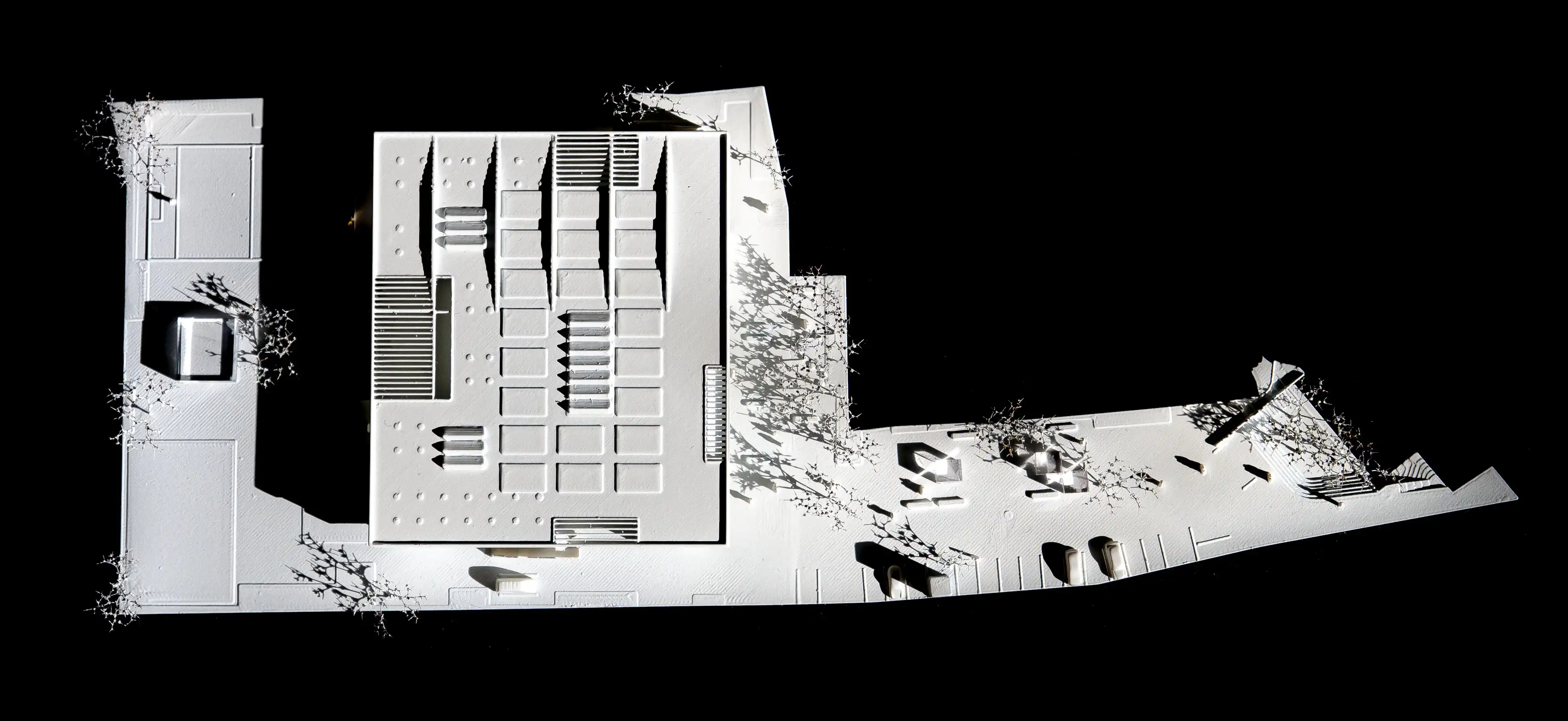 Architektonický model vytlačený 3D tlačou. Stredná škola v&nbsp;Allande (AT). Stredná škola v&nbsp;Allande (AT)
