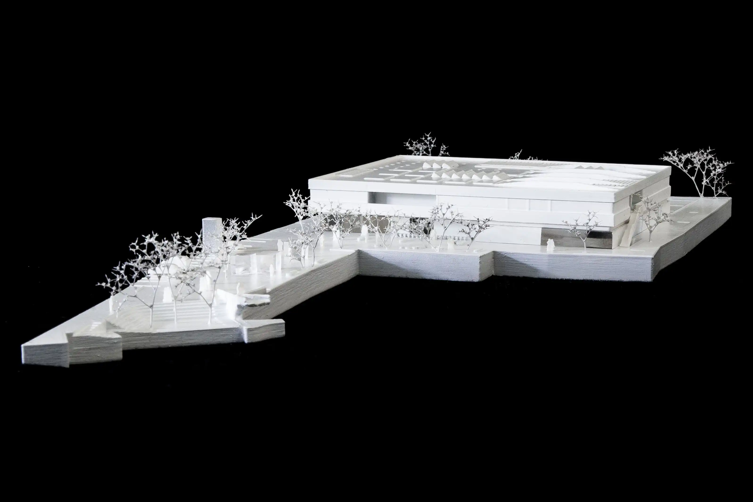 Architektonický model vytlačený 3D tlačou. Stredná škola v&nbsp;Allande (AT). Stredná škola v&nbsp;Allande (AT)