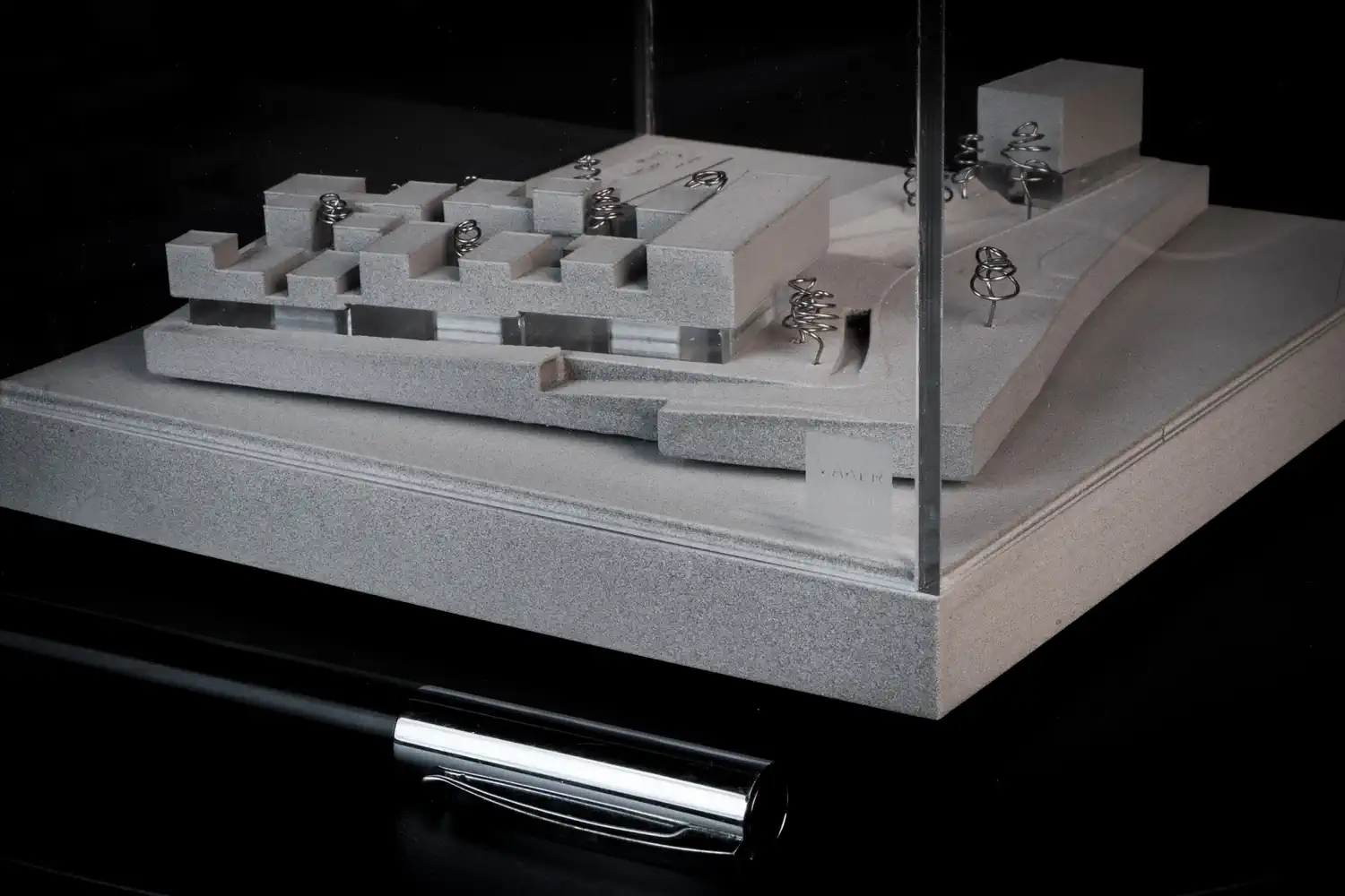 Architektonický model vytlačený 3D tlačou. Centrálna zóna v&nbsp;Puchenau (AT). Centrálna zóna v&nbsp;Puchenau (AT)