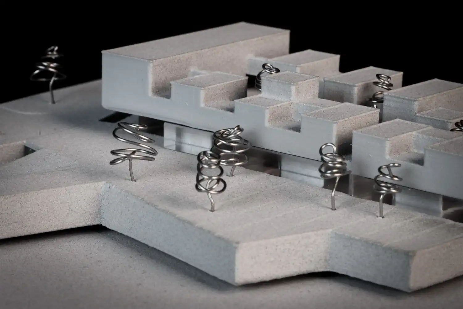 Architektonický model vytlačený 3D tlačou. Centrálna zóna v&nbsp;Puchenau (AT). Centrálna zóna v&nbsp;Puchenau (AT)
