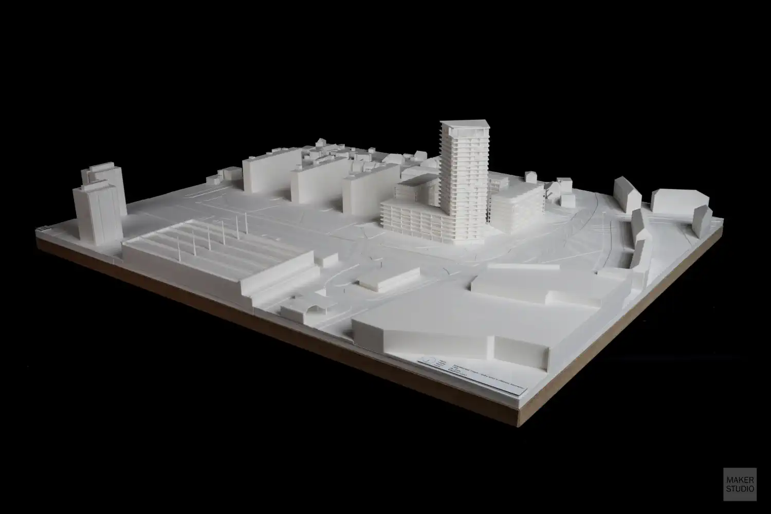 Architektonický model vytlačený 3D tlačou. Spartakovská Trnava - obytný súbor s výškovou dominantou. Spartakovská Trnava - obytný súbor s výškovou dominantou